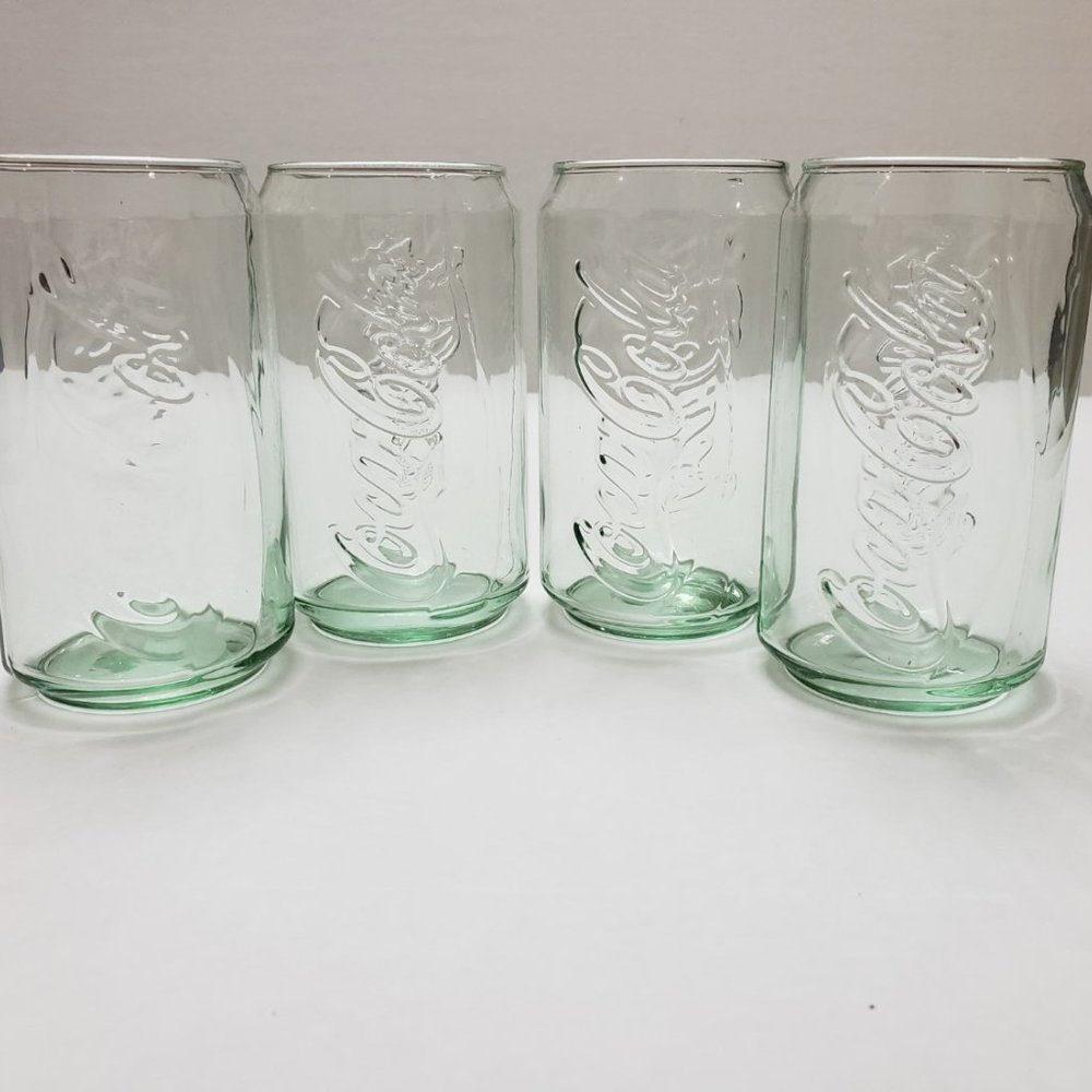 4 Coca-Cola® Can-Shaped Green Beverage Glasses - Picture 4 of 6